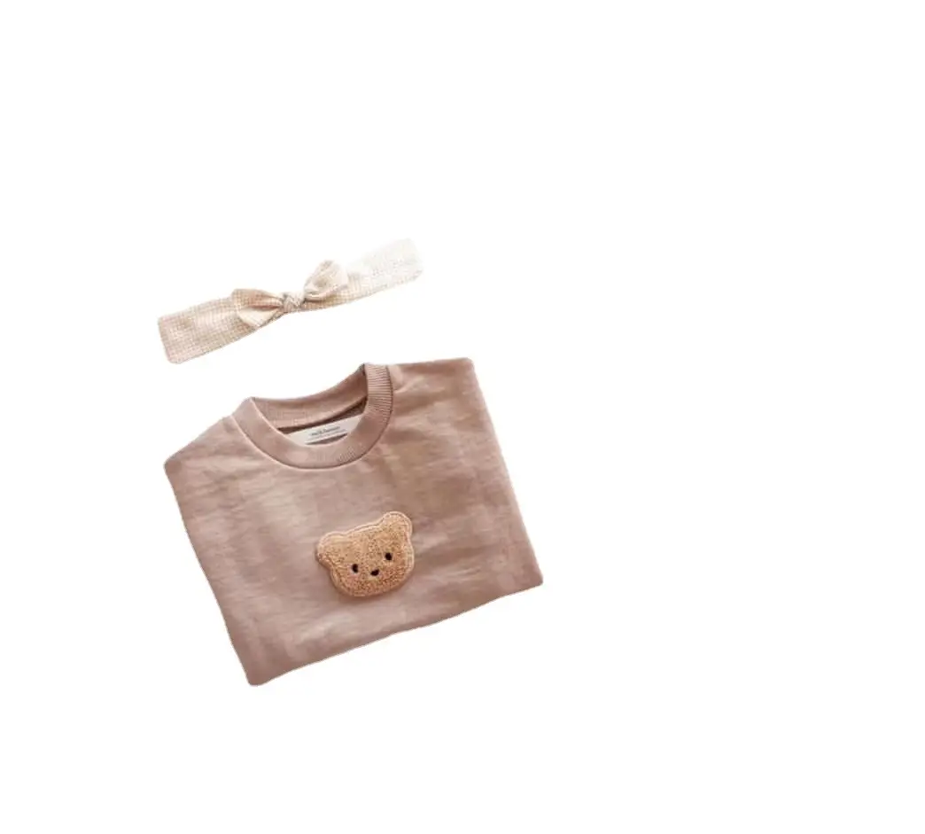 Cute Bear Embroidered Baby Sweater Set for Girls