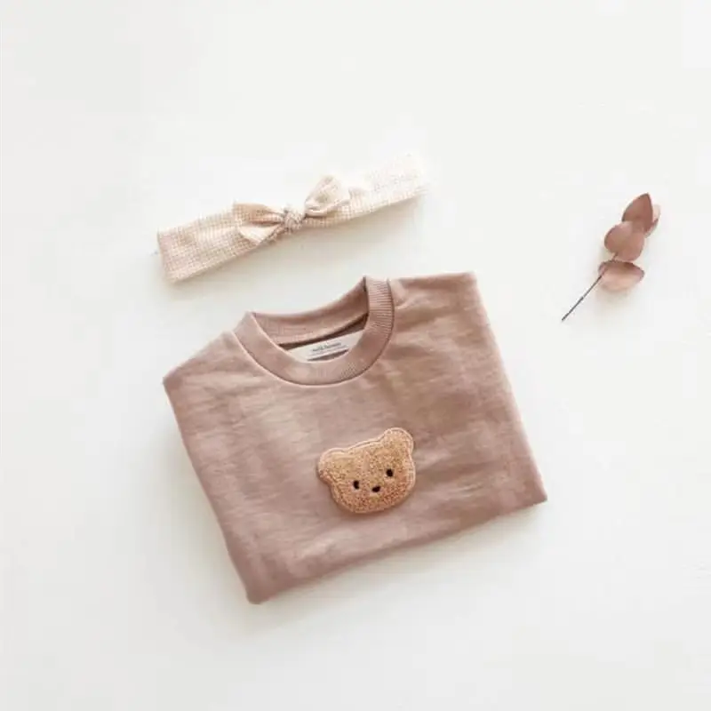 Cute Bear Embroidered Baby Sweater Set for Girls