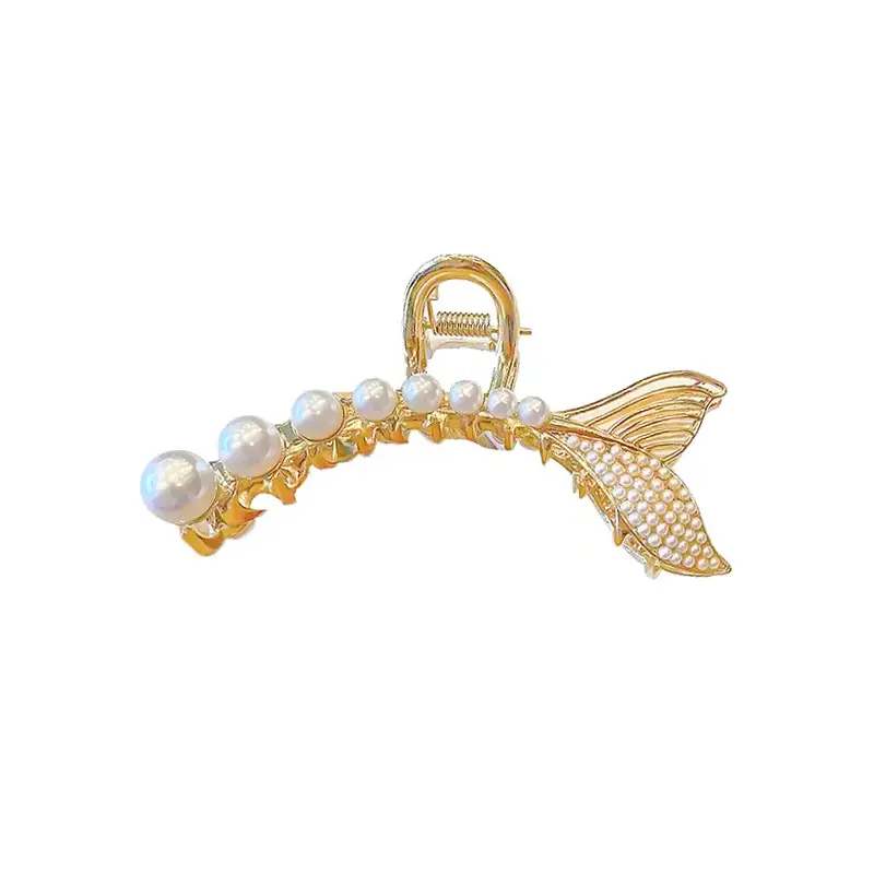 Feminine Pearl Fishtail Hair Clip with Metal Back - Image 16