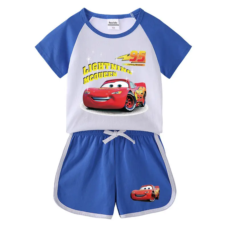 2023 Kids Car Story T-Shirt Shorts Set Black White
