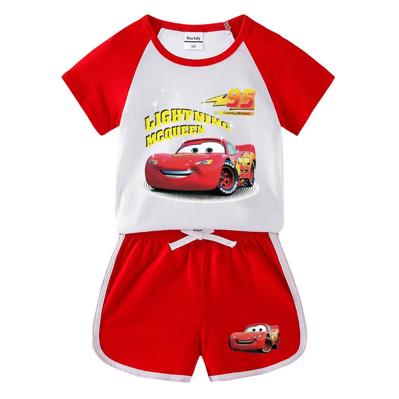 2023 Kids Car Story T-Shirt Shorts Set Black White