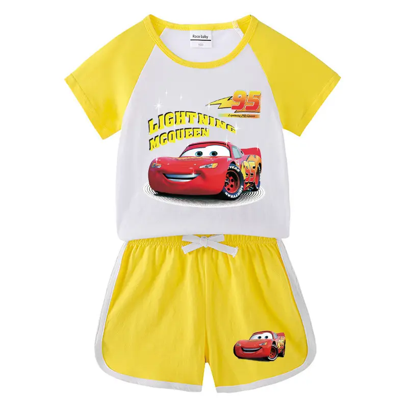 2023 Kids Car Story T-Shirt Shorts Set Black White
