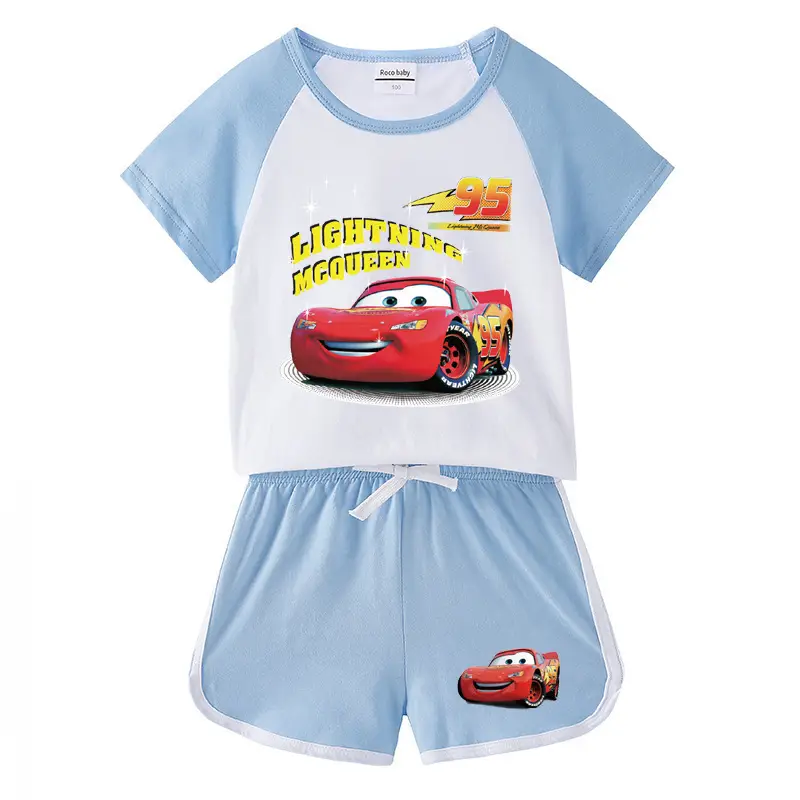 2023 Kids Car Story T-Shirt Shorts Set Black White