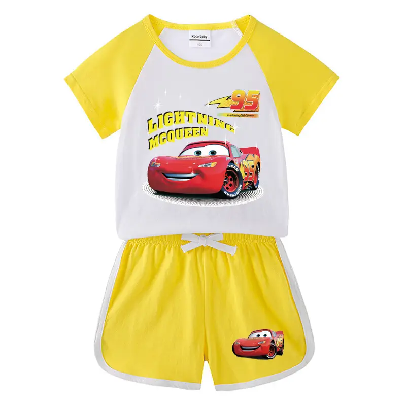 2023 Kids Car Story T-Shirt Shorts Set Black White