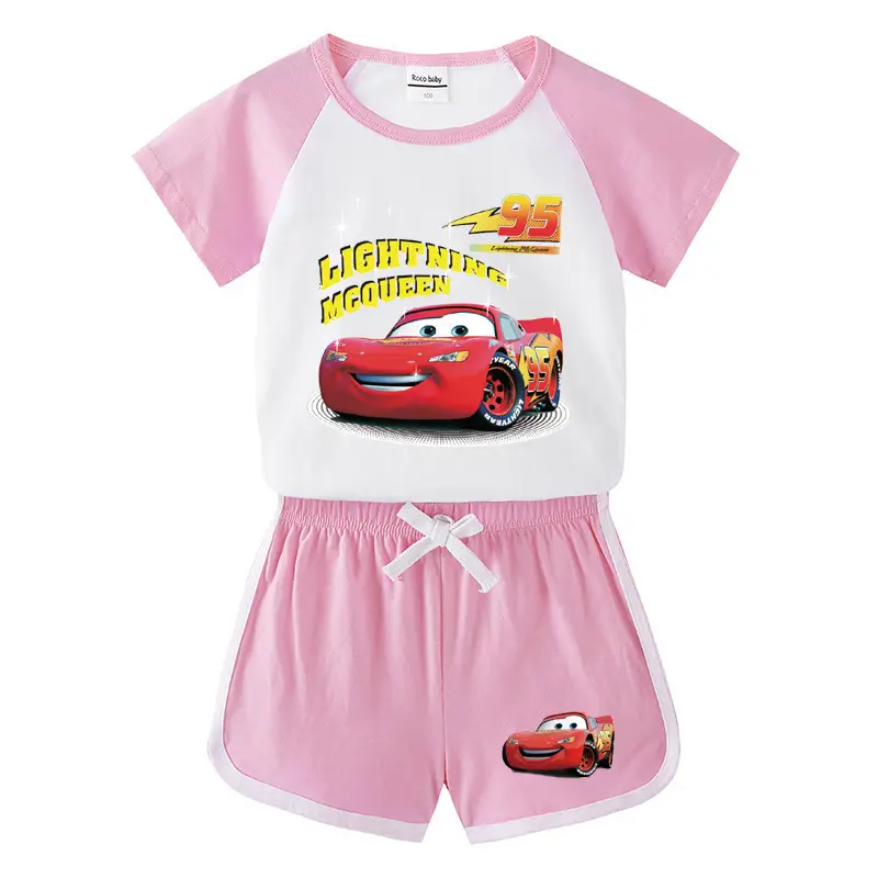 2023 Kids Car Story T-Shirt Shorts Set Black White