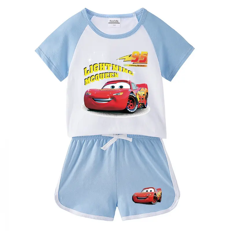 2023 Kids Car Story T-Shirt Shorts Set Black White