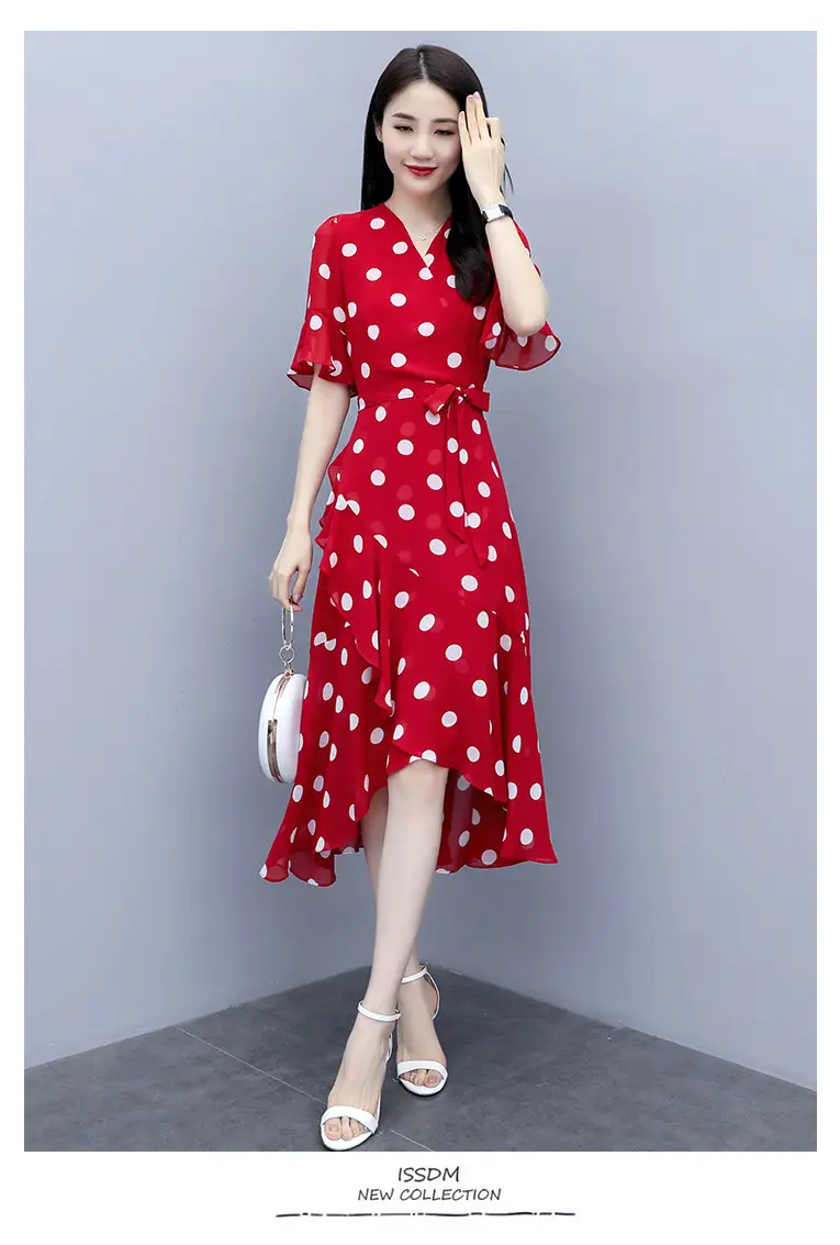 Black Polka Dot Waist Slimming Dress for Women — feature 2