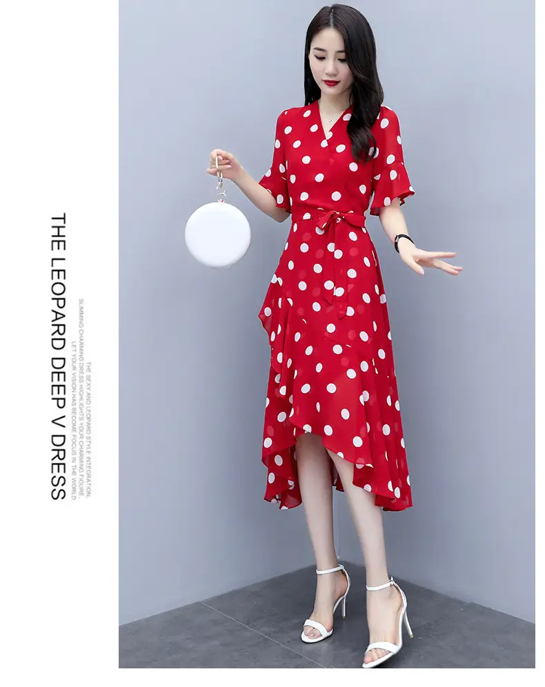 Black Polka Dot Waist Slimming Dress for Women — feature 3