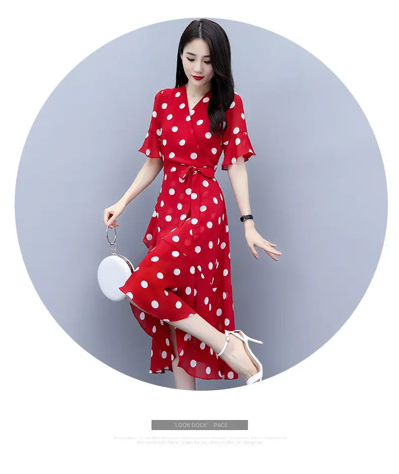 Black Polka Dot Waist Slimming Dress for Women — feature 4