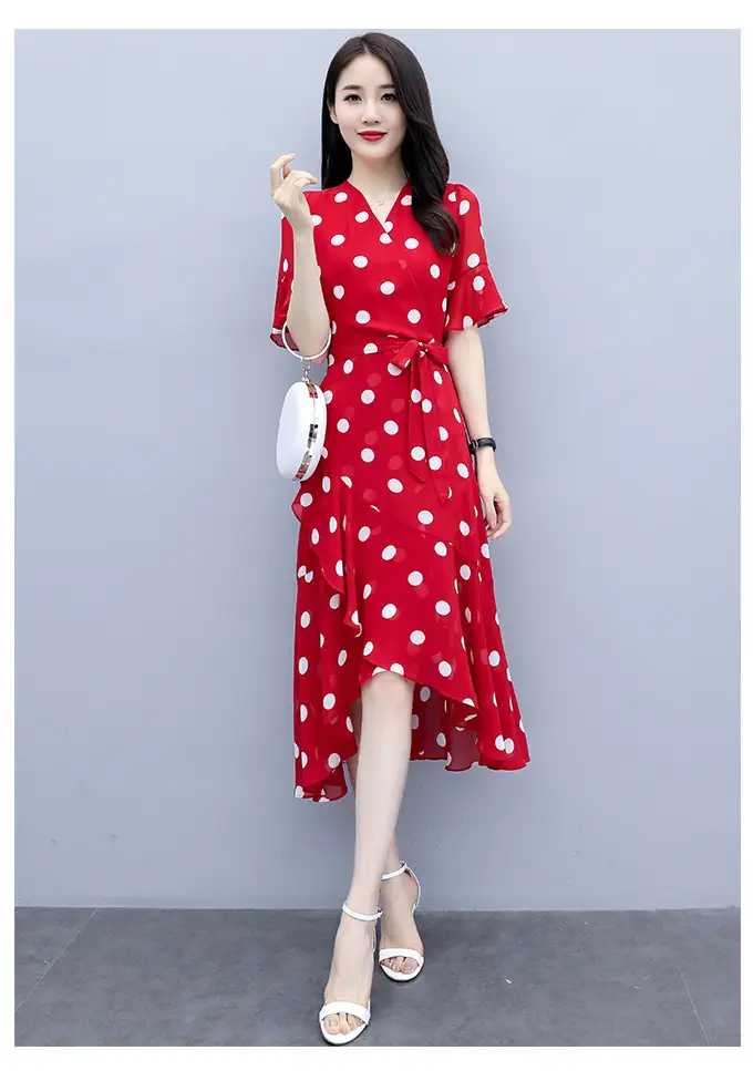 Black Polka Dot Waist Slimming Dress for Women — feature 5