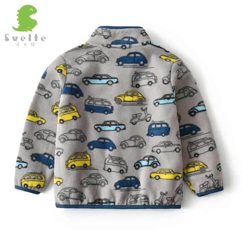 Boys Car Printed Polar Fleece Jacket Winter Top