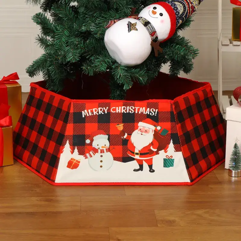 Christmas Tree Skirt & Apron Set Red Plaid Decor - Image 6