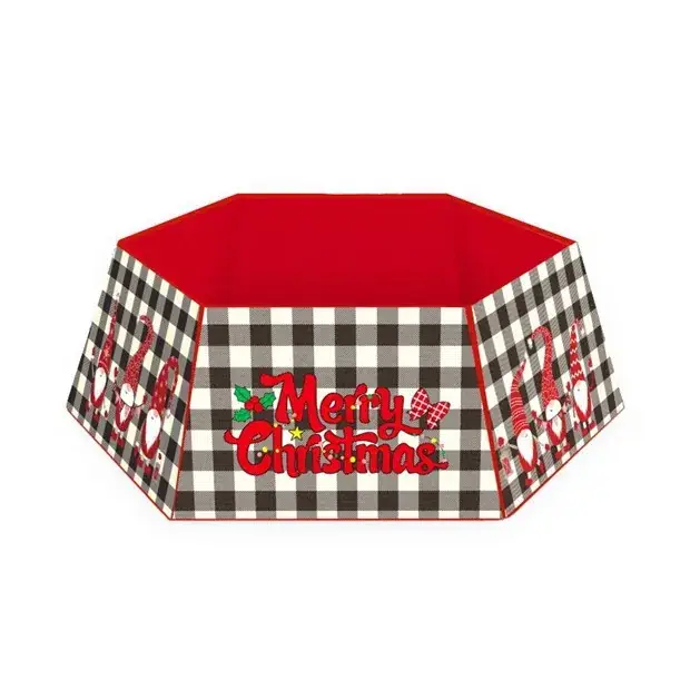 Christmas Tree Skirt & Apron Set Red Plaid Decor - Image 2