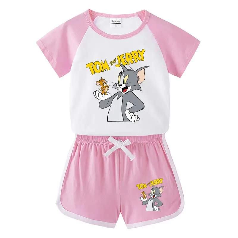 Tom and Jerry 2Pc Cotton Shorts T-Shirt Set Light Blue