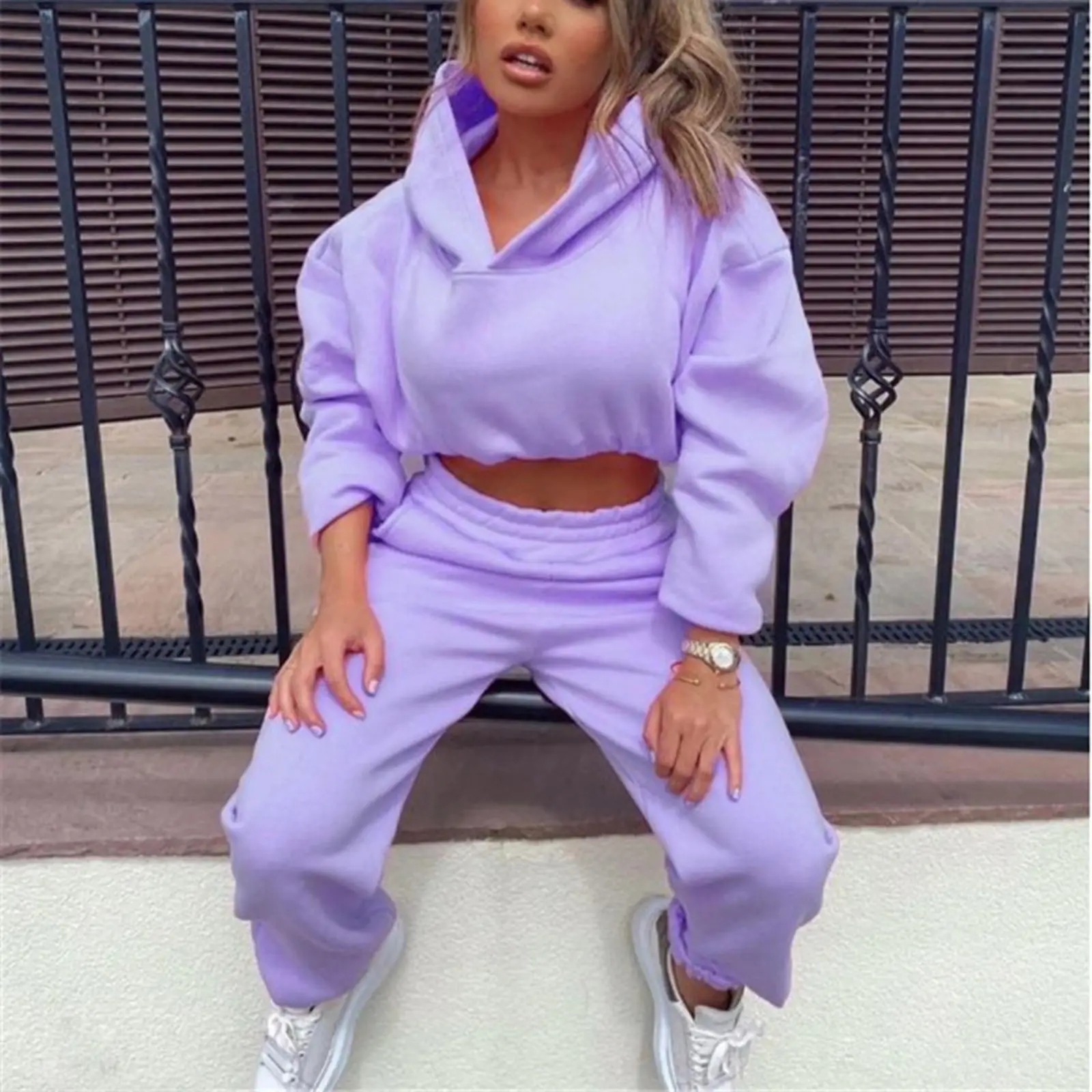White 2-Piece Hoodie Track Suit for Women — feature 15