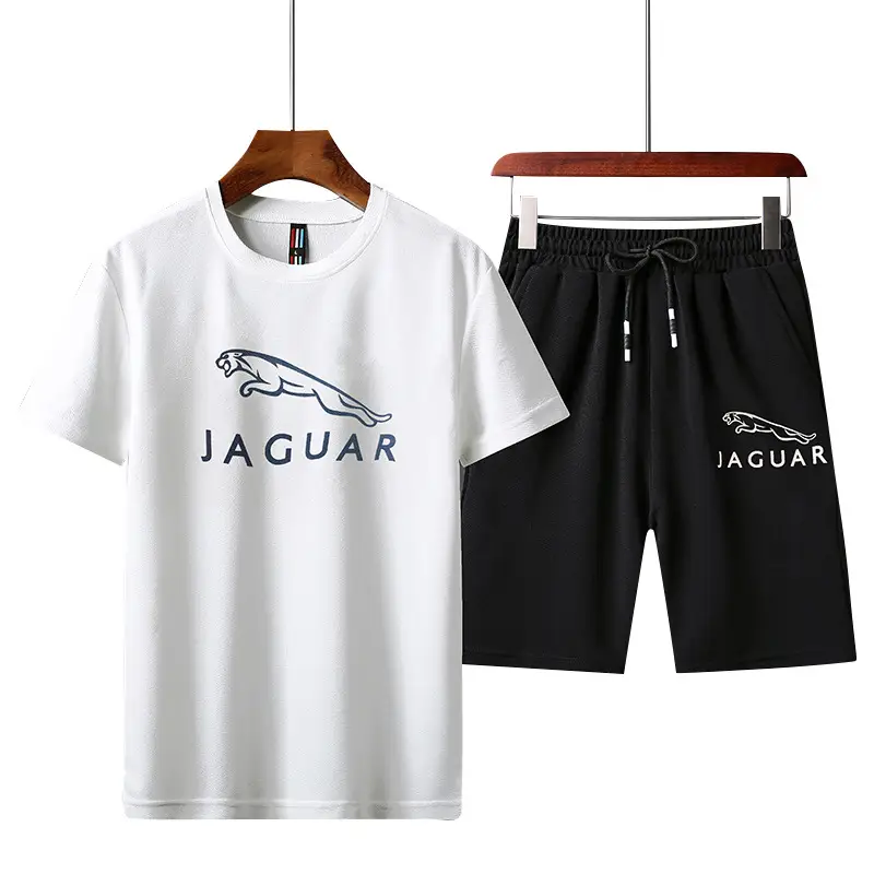 Men Jaguar Logo Black Shorts & T-Shirt Set - Image 8