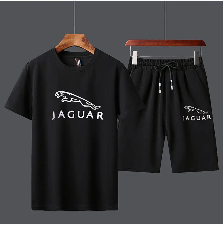 Men Jaguar Logo Black Shorts & T-Shirt Set — feature 47