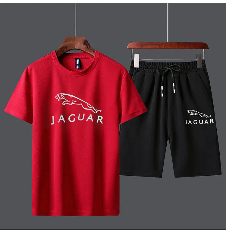 Men Jaguar Logo Black Shorts & T-Shirt Set — feature 48