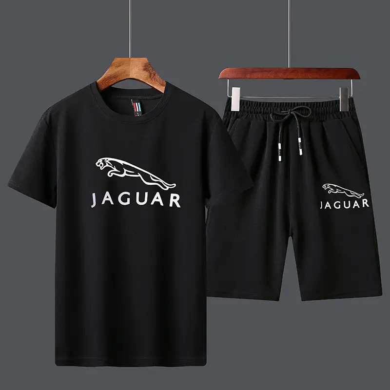 Men Jaguar Logo Black Shorts & T-Shirt Set - Image 3