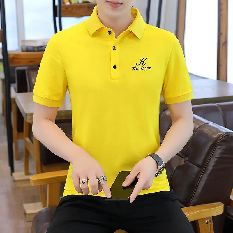 Men's 2021 Red Polo Shirt Collar Summer Casual - Image 2