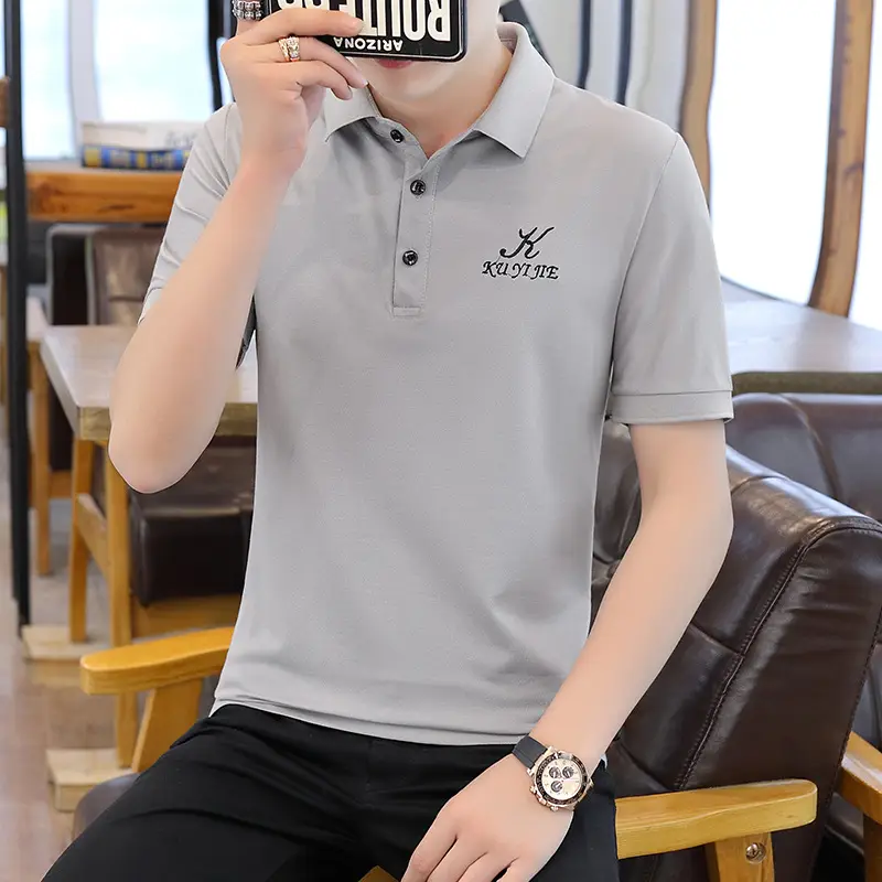 Men's 2021 Red Polo Shirt Collar Summer Casual - Image 4