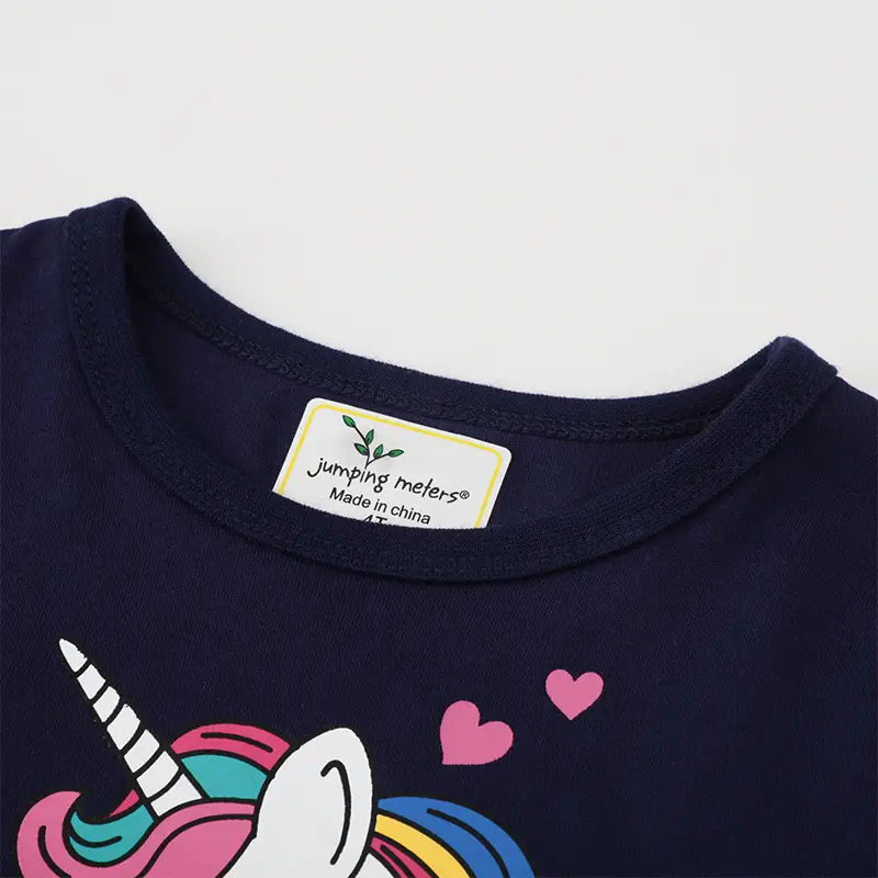 Girls Unicorn Princess Dress Navy Mesh Long Sleeve