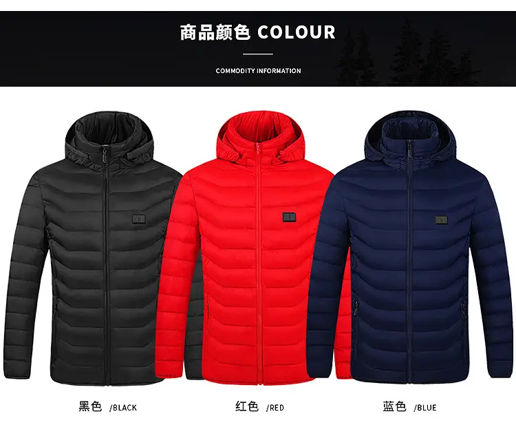 Smart Electric Heating Cotton Coat for Men Black Orange — feature 26