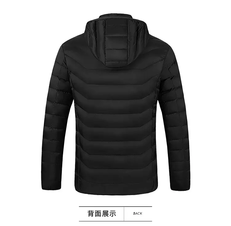 Smart Electric Heating Cotton Coat for Men Black Orange — feature 28