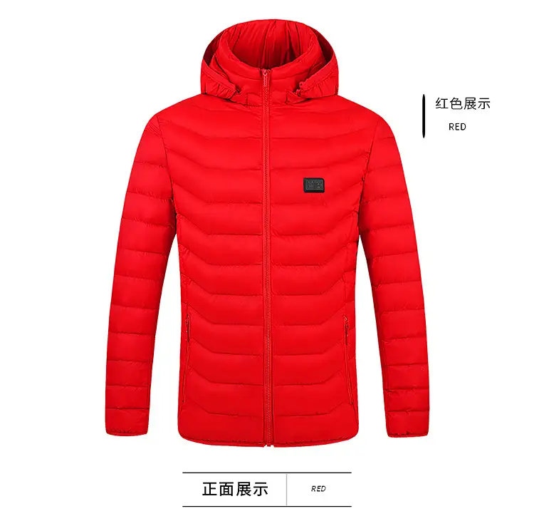 Smart Electric Heating Cotton Coat for Men Black Orange — feature 30