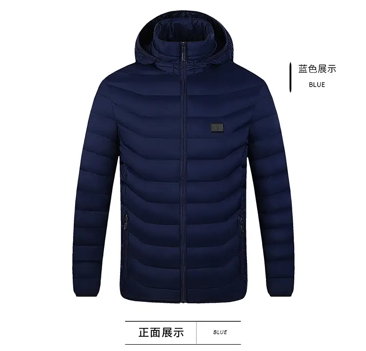 Smart Electric Heating Cotton Coat for Men Black Orange — feature 31