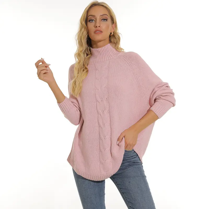 2025 Pink Turtleneck Knit Sweater Plus Size - Image 4