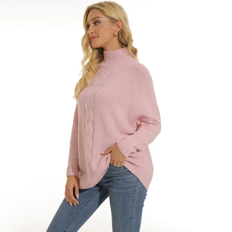 2025 Pink Turtleneck Knit Sweater Plus Size - Image 5