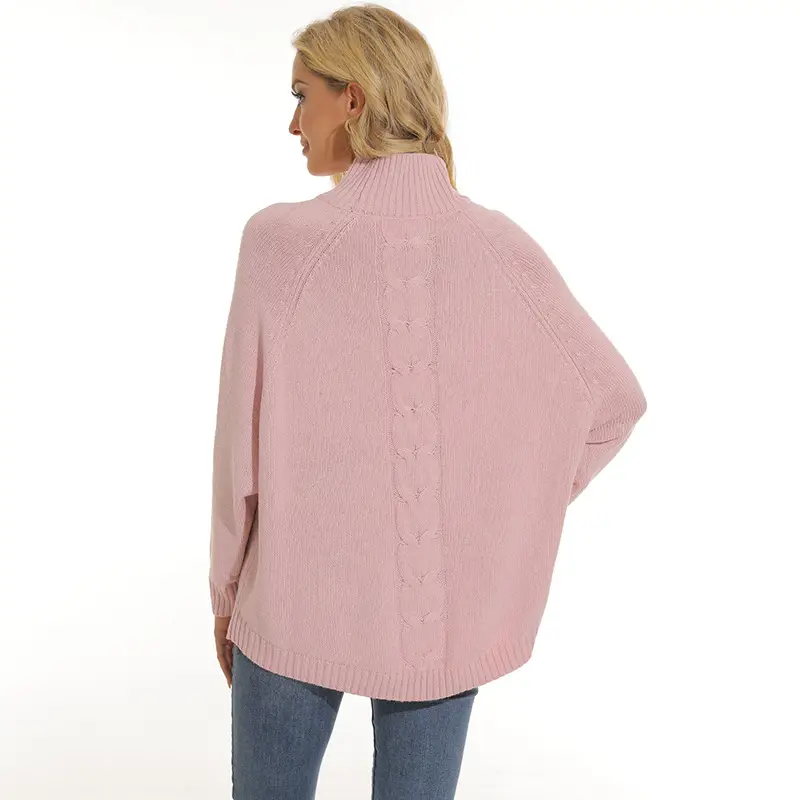 2025 Pink Turtleneck Knit Sweater Plus Size - Image 6