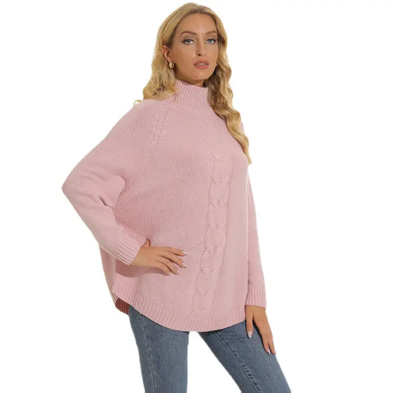 2025 Pink Turtleneck Knit Sweater Plus Size - Image 7