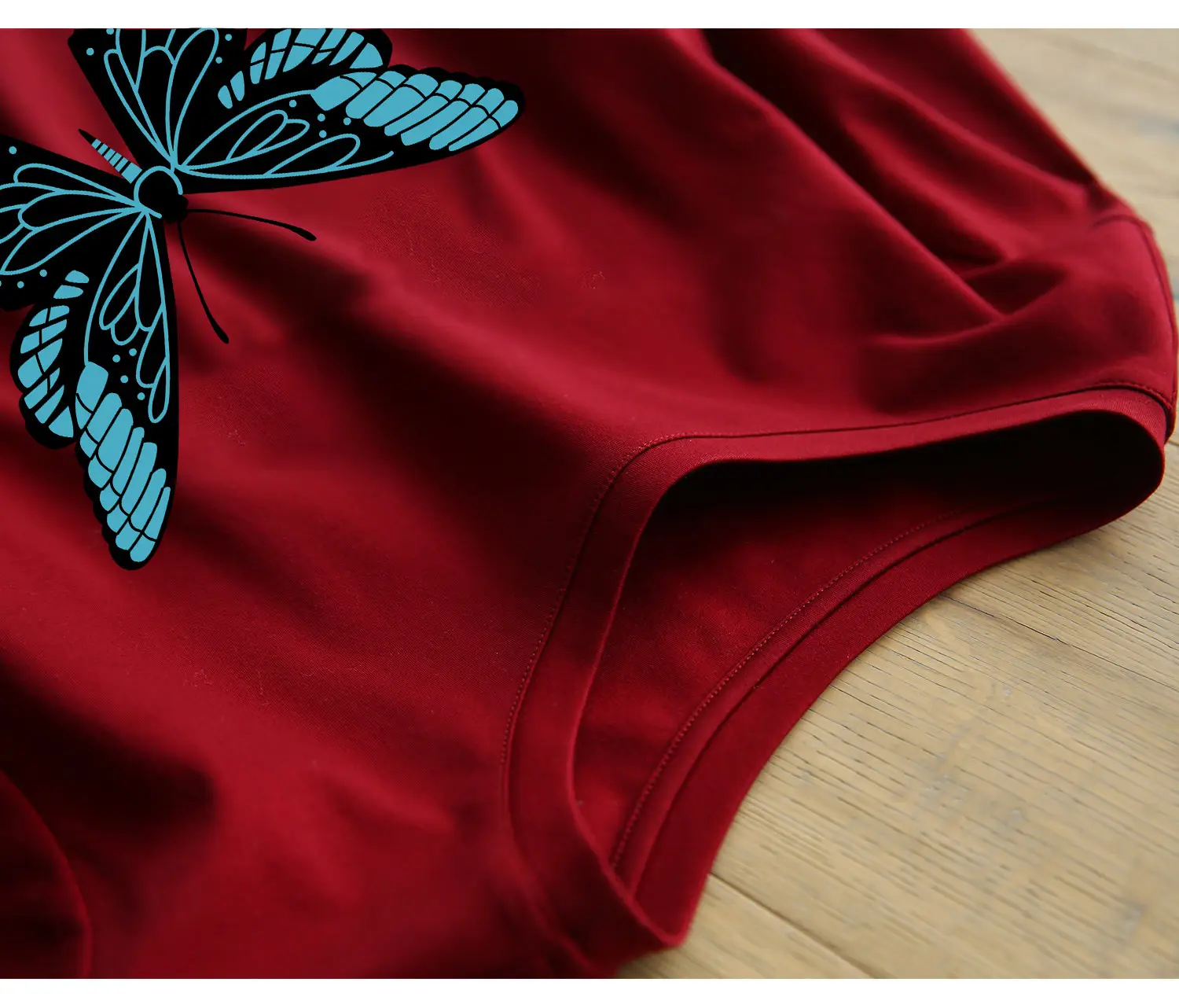 Women Printed Butterfly T-shirt Dress Red Mid-Length Casual — feature 10