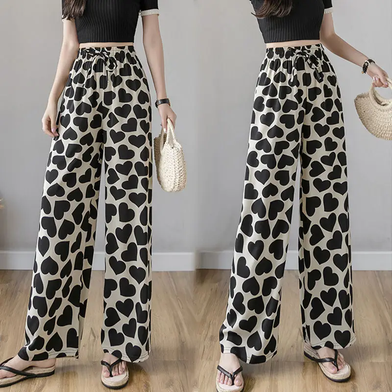 Women's Pink Tie-Dye Wide Leg Pants Summer Loose Fit - Image 21