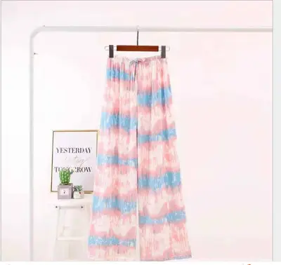 Women's Pink Tie-Dye Wide Leg Pants Summer Loose Fit - Image 14