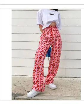 Women's Pink Tie-Dye Wide Leg Pants Summer Loose Fit - Image 2