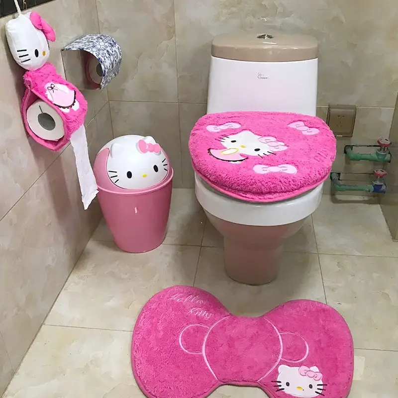 Hello Kitty Fleece Toilet Ring Pink Universal 3-Piece Set