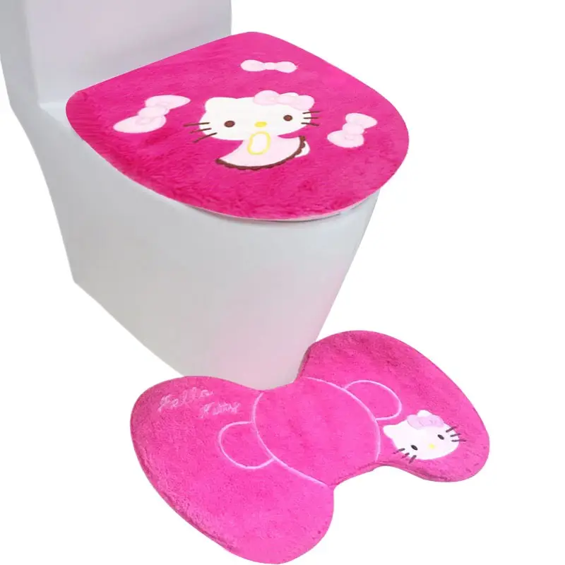 Hello Kitty Fleece Toilet Ring Pink Universal 3-Piece Set