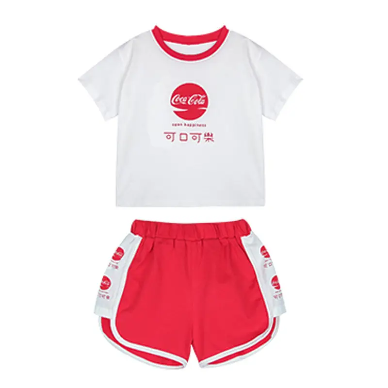 100 Cotton Summer Kids Shorts Set Orange White