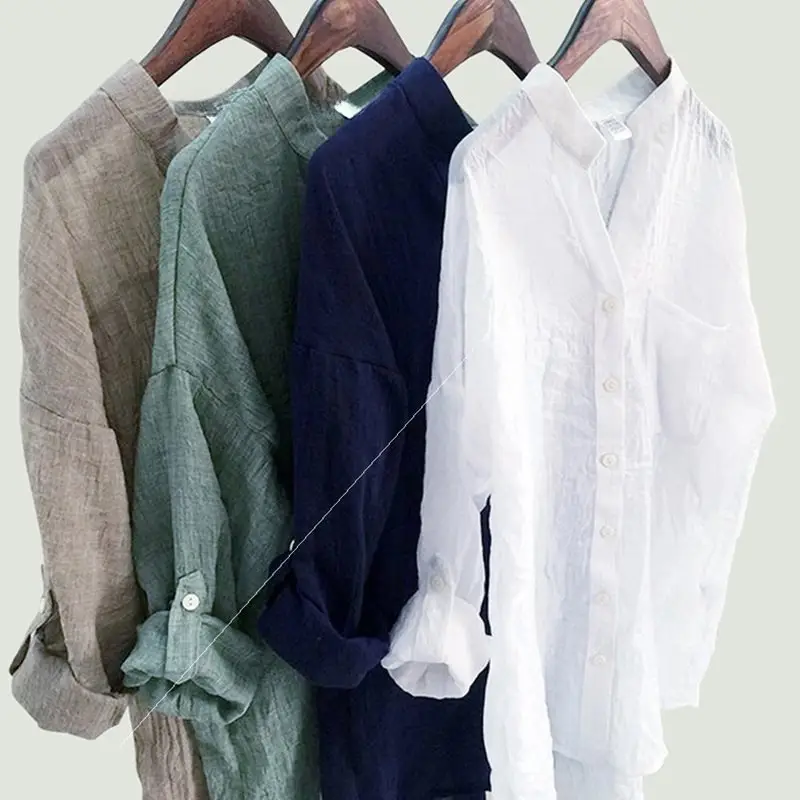 Women Linen 3Q Sleeve Shirt Shorts Set Summer - Image 7