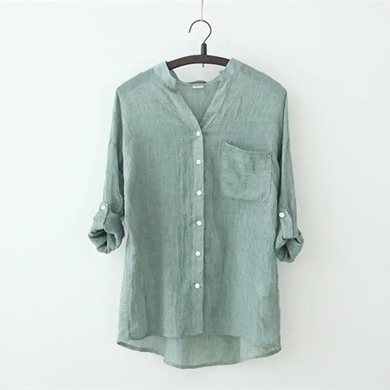 Women Linen 3Q Sleeve Shirt Shorts Set Summer - Image 3