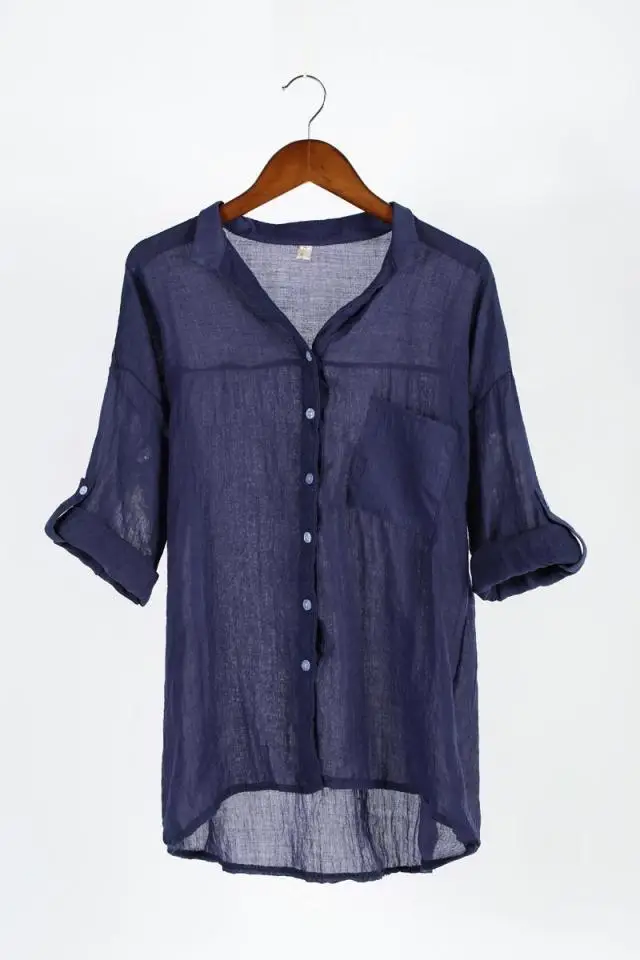 Women Linen 3Q Sleeve Shirt Shorts Set Summer - Image 4