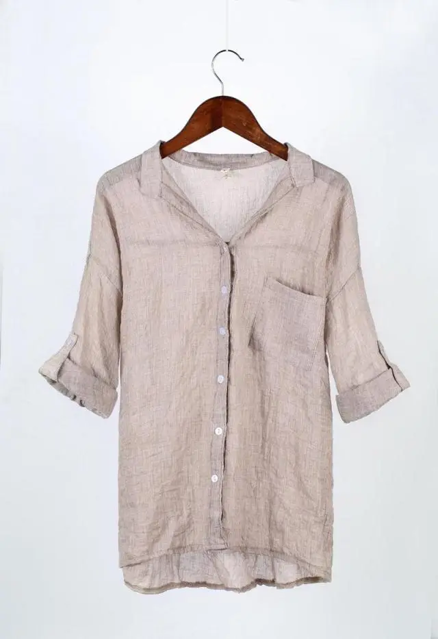 Women Linen 3Q Sleeve Shirt Shorts Set Summer - Image 5