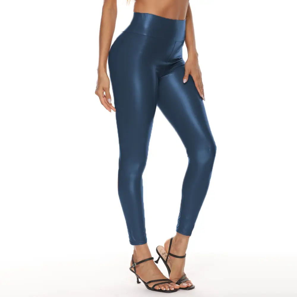 Women's Black Leather High Waist Leggings with Thickened Light - Image 12