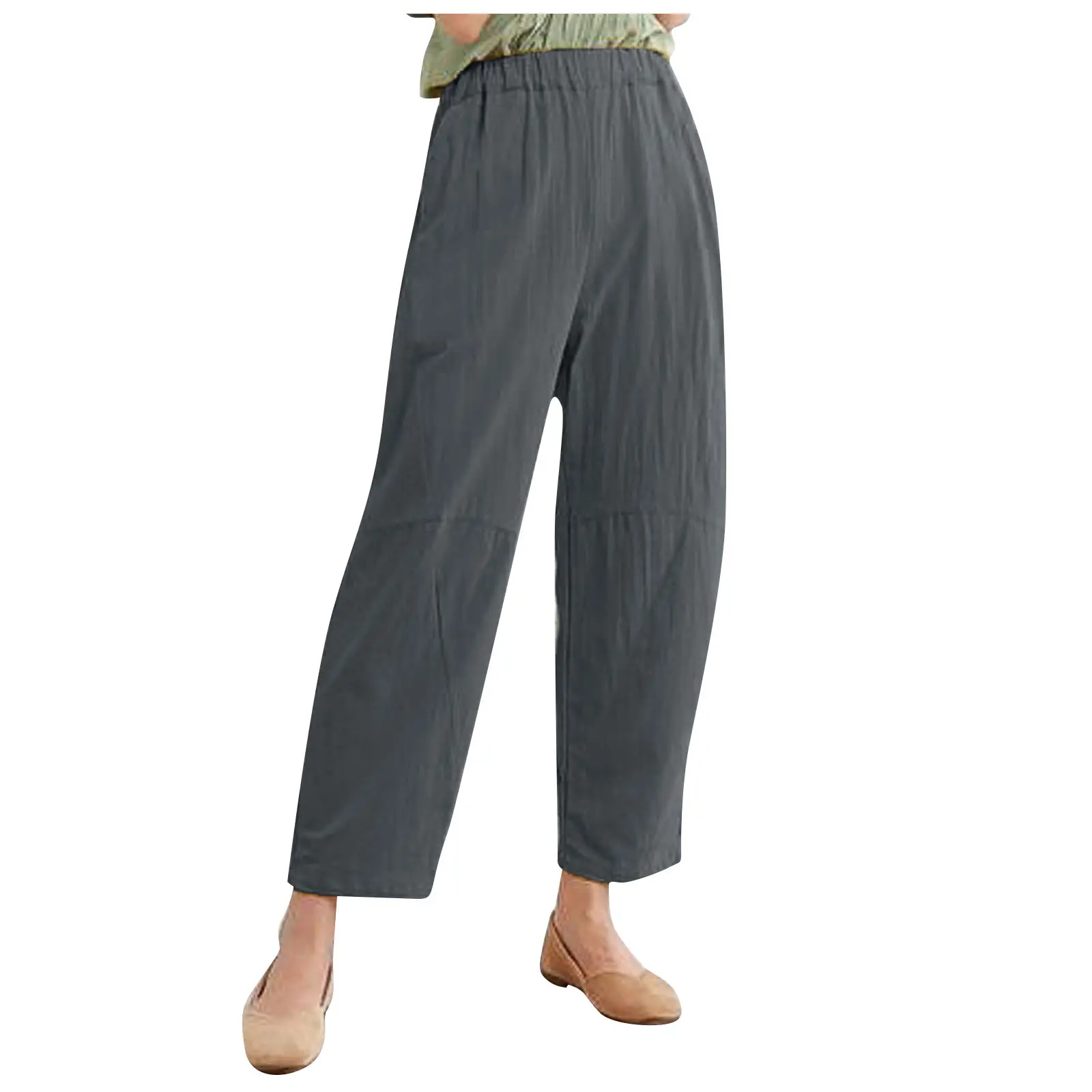 2022 Women's Loose Cotton Linen Trousers Large - Image 9