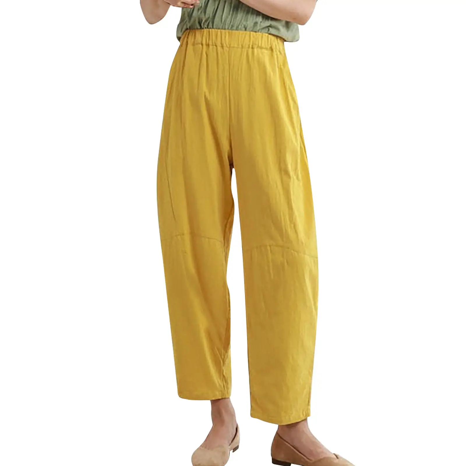 2022 Women's Loose Cotton Linen Trousers Large - Image 2