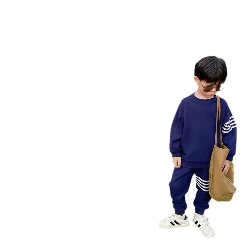 Chenchen Boys' Grey Waffle Suit Autumn Long Pants - Image 6