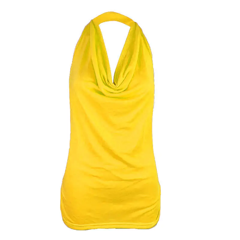 Black Backless Halterneck T-Shirt for Women Slimming Cotton - Image 13
